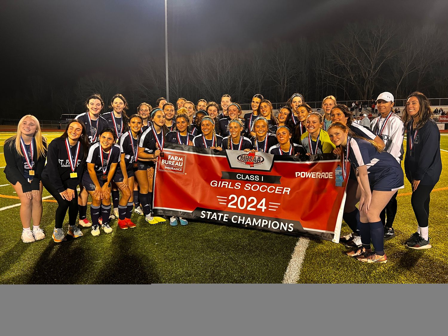 The St. Patrick Fighting Irish girls soccer team defeated Tupelo Christian Prep 7-0 to win the 2024 MHSAA Class 1 State Championship at Madison Central.